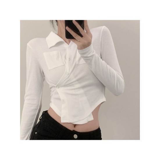 Sexy Hottie Solid Long Sleeve Blouses