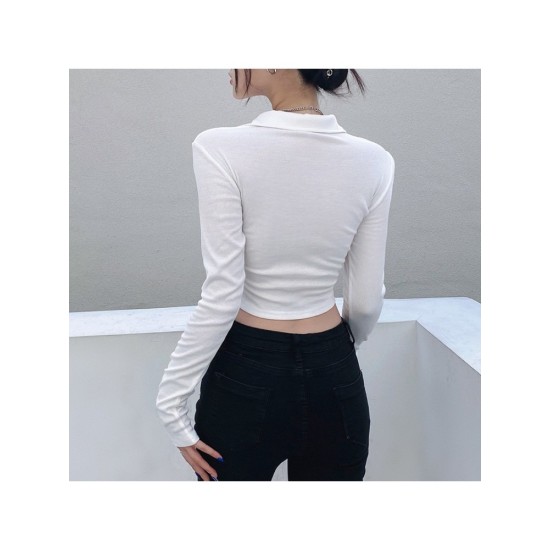 Sexy Hottie Solid Long Sleeve Blouses