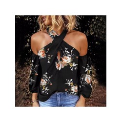 Summer Printed Halter Backless Blouse