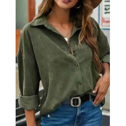 Simple Design Solid Long Sleeve Blouse For Women