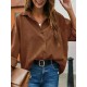 Simple Design Solid Long Sleeve Blouse For Women