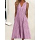 Casual Dress Tank Dress Summer Dress Plaid Button Pocket V Neck Midi Dress Active Fashion Outdoor Daily Sleeveless Loose Fit Black Pink Blue Summer Spring S M L XL XXL