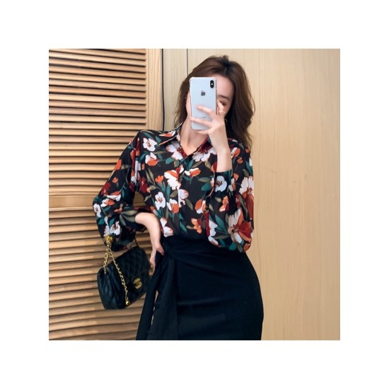 Women’s Printed Chiffon Long Sleeve Blouses