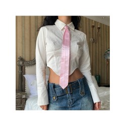 Summer Fashion Irregular Long Sleeve Crop Blouse