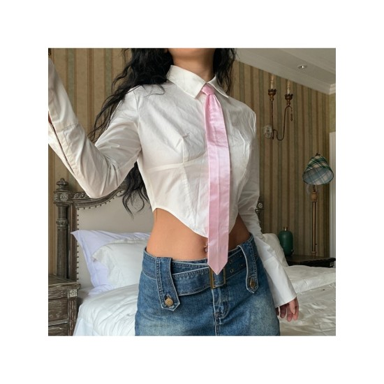 Summer Fashion Irregular Long Sleeve Crop Blouse