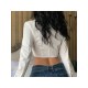 Summer Fashion Irregular Long Sleeve Crop Blouse