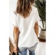 Pure Color Lacework Short Sleeve Ladies Top