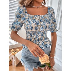 Fashion Printing Puff Short Sleeve Tops